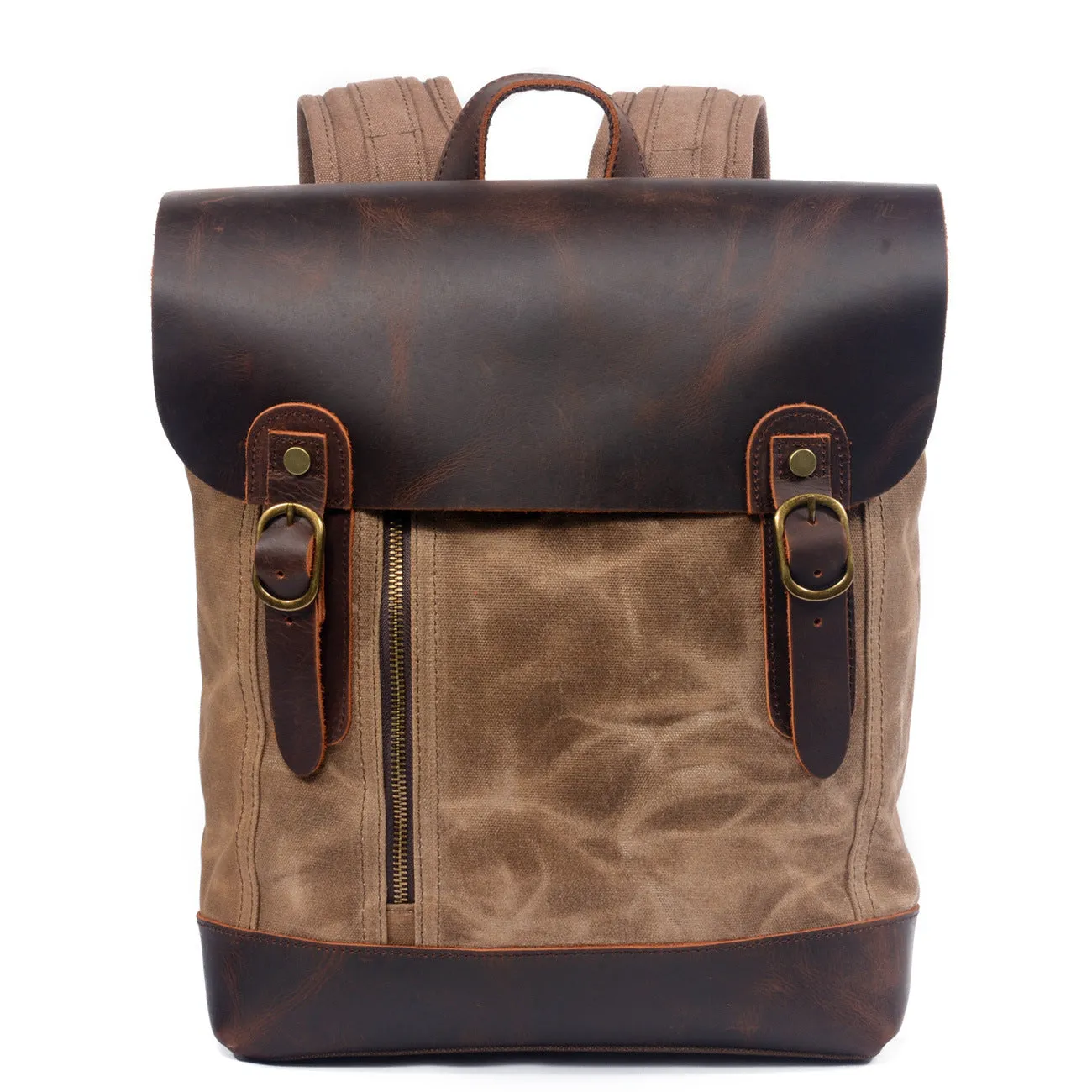 Flash Sale Waterproof Waxed Canvas Leather Backpack Casual Backpack School Backpack Rucksack