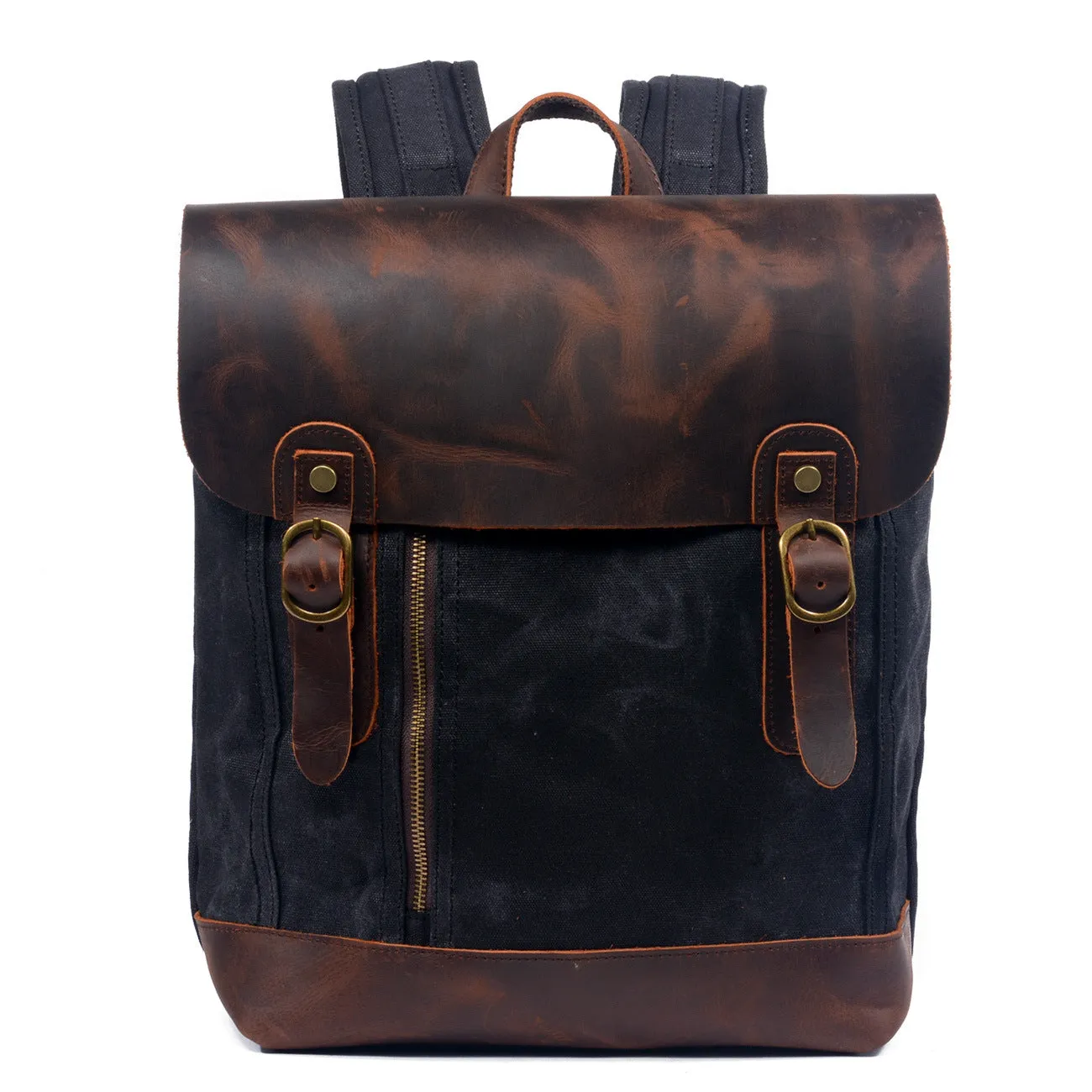 Flash Sale Waterproof Waxed Canvas Leather Backpack Casual Backpack School Backpack Rucksack