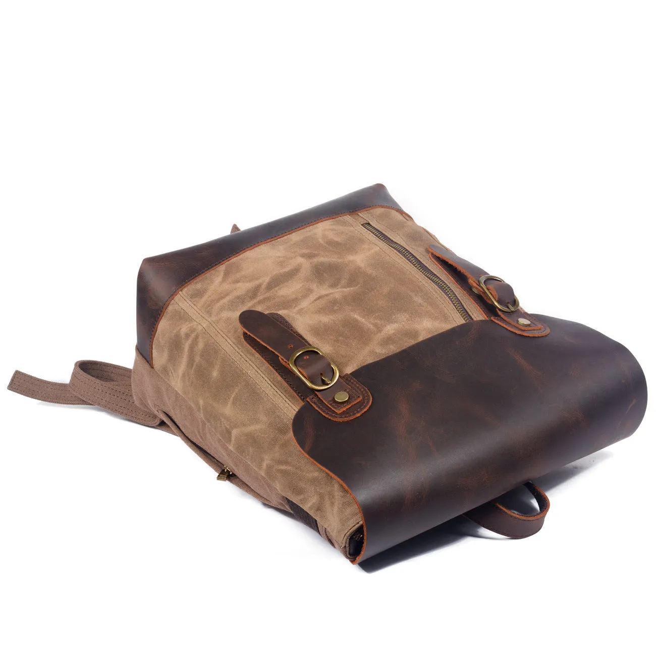 Flash Sale Waterproof Waxed Canvas Leather Backpack Casual Backpack School Backpack Rucksack