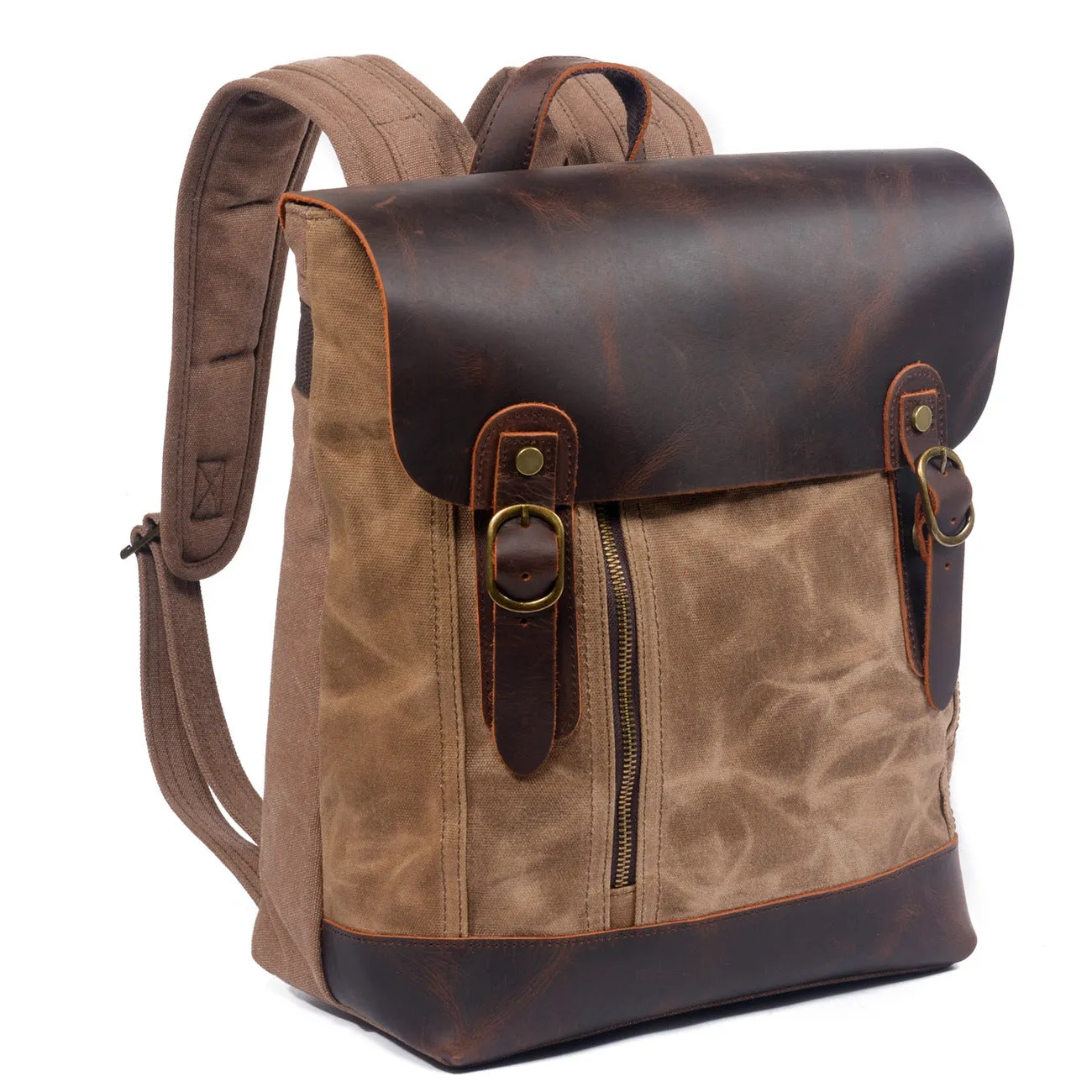 Flash Sale Waterproof Waxed Canvas Leather Backpack Casual Backpack School Backpack Rucksack