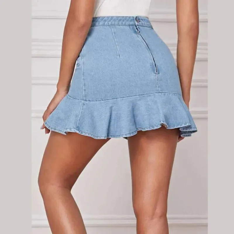 Flirtatious Frill Denim Mini Skirt