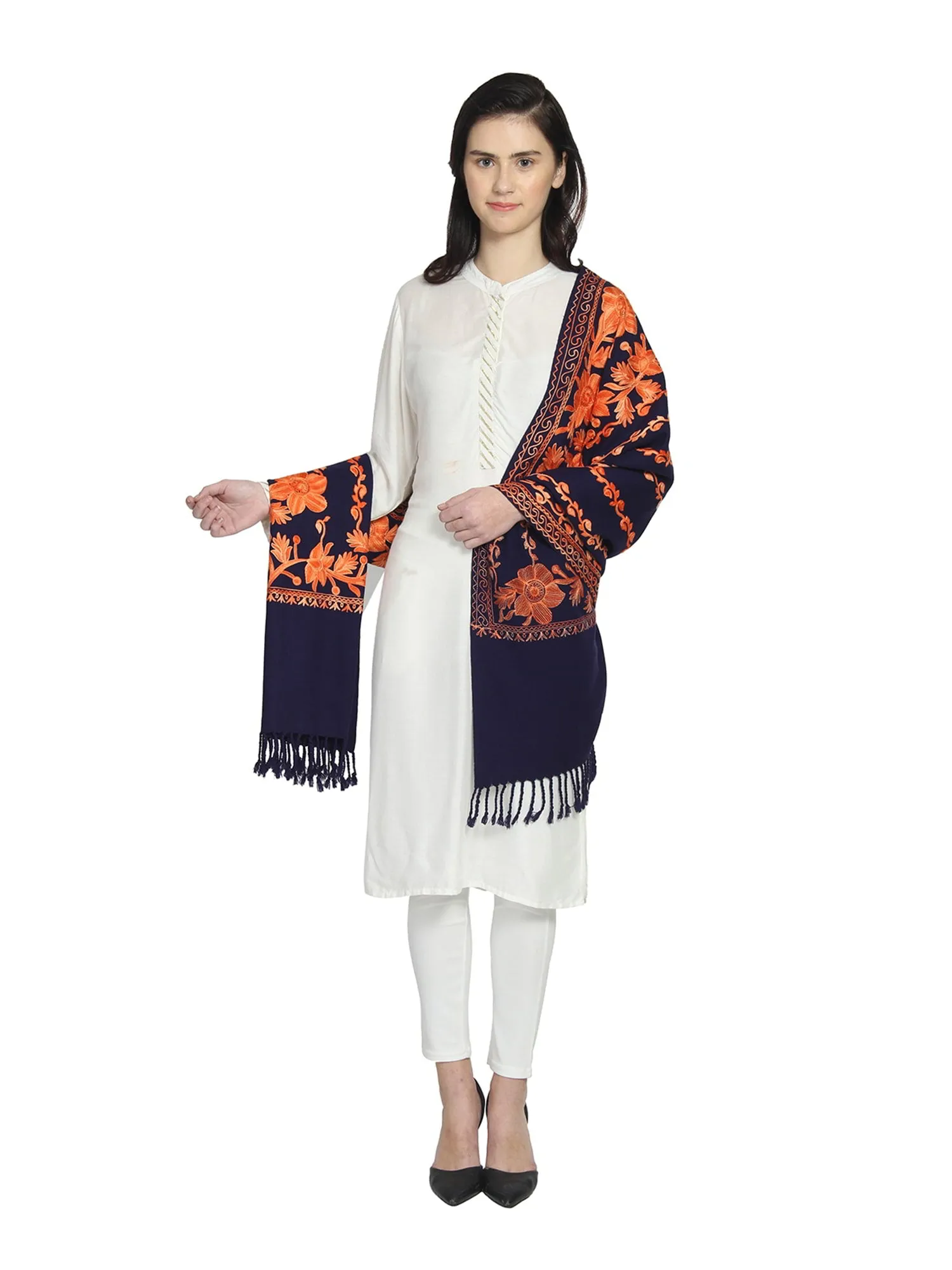 Floral & Geometric Wool Shawl