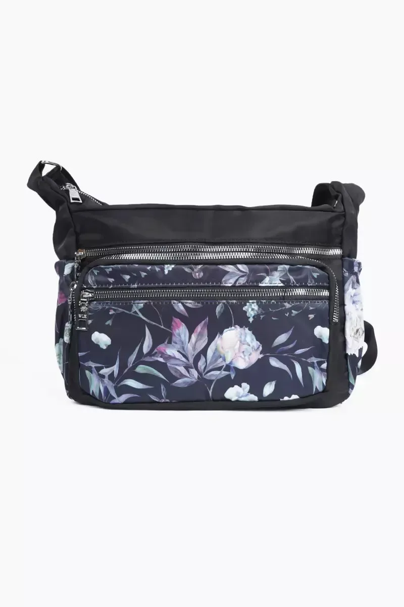 Floral Printed Sling Bag for Girls( Black )