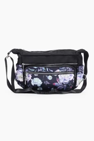 Floral Printed Sling Bag for Girls( Black )
