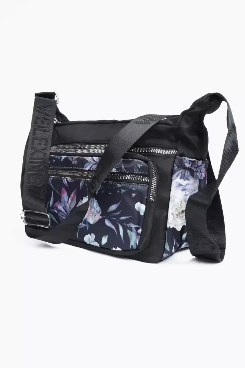 Floral Printed Sling Bag for Girls( Black )
