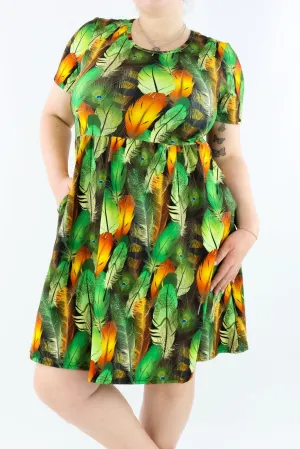 Forever Feather - Short Sleeve Skater Dress - Knee Length - Side Pockets