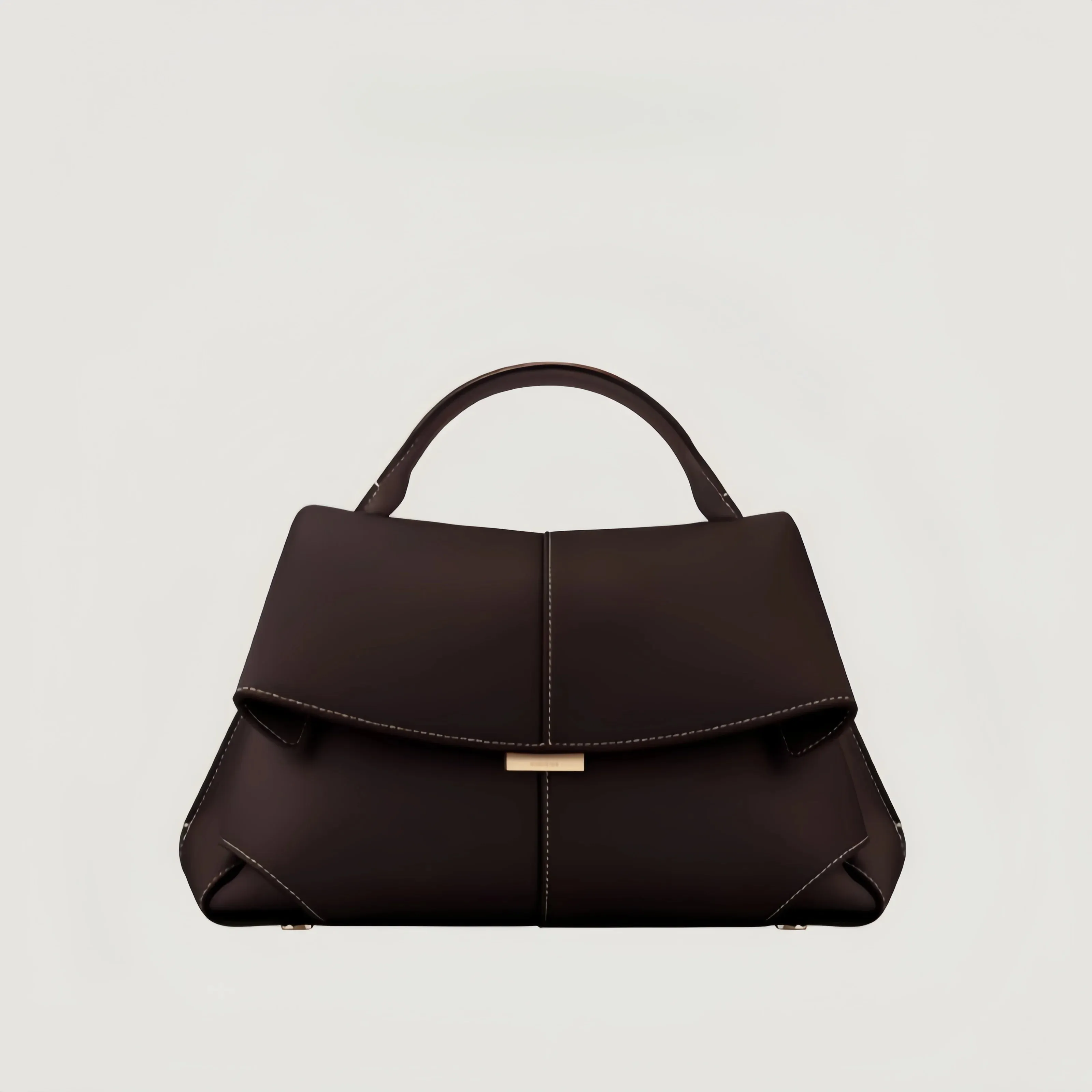 French Genuine Leather Pleated One-shoulder Handbag