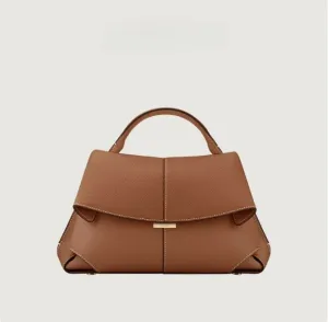 French Genuine Leather Pleated One-shoulder Handbag