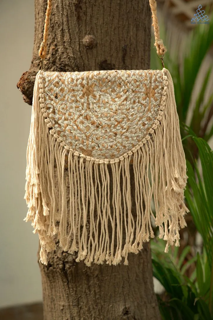 Fringe Flair Jute Sling Bag