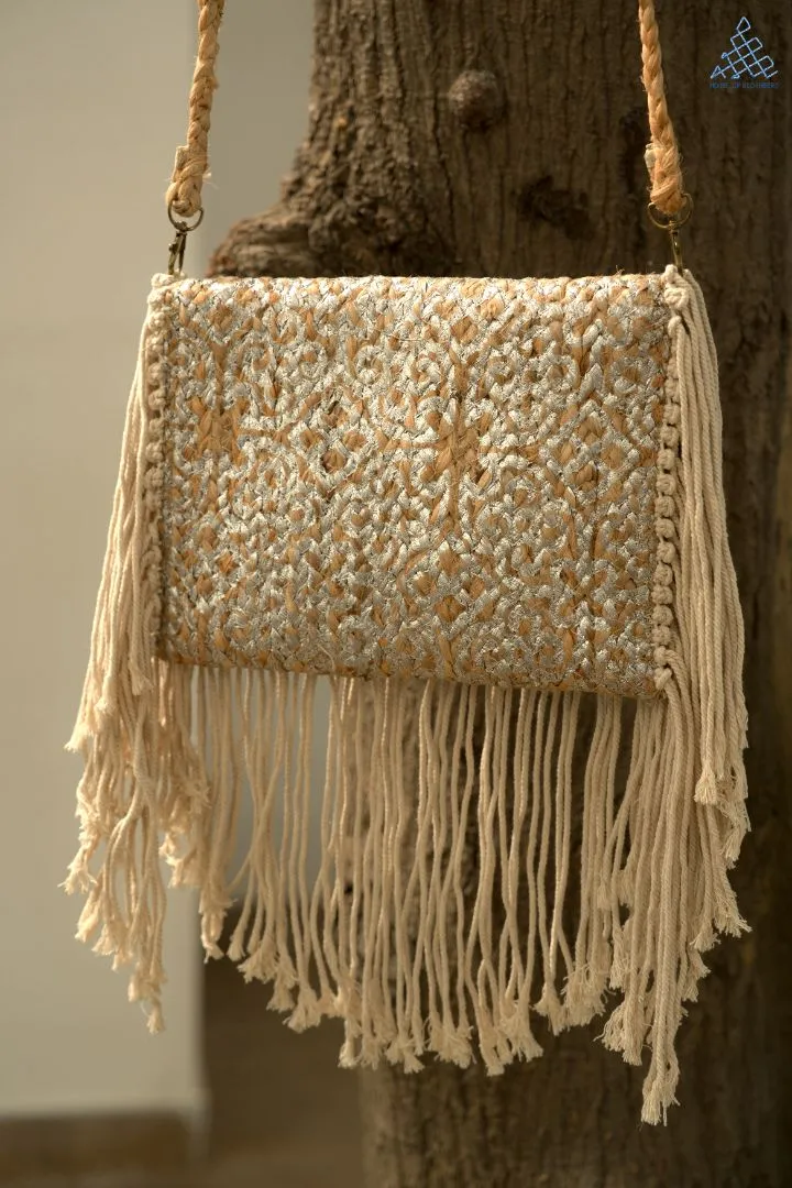 Fringe Flair Jute Sling Bag