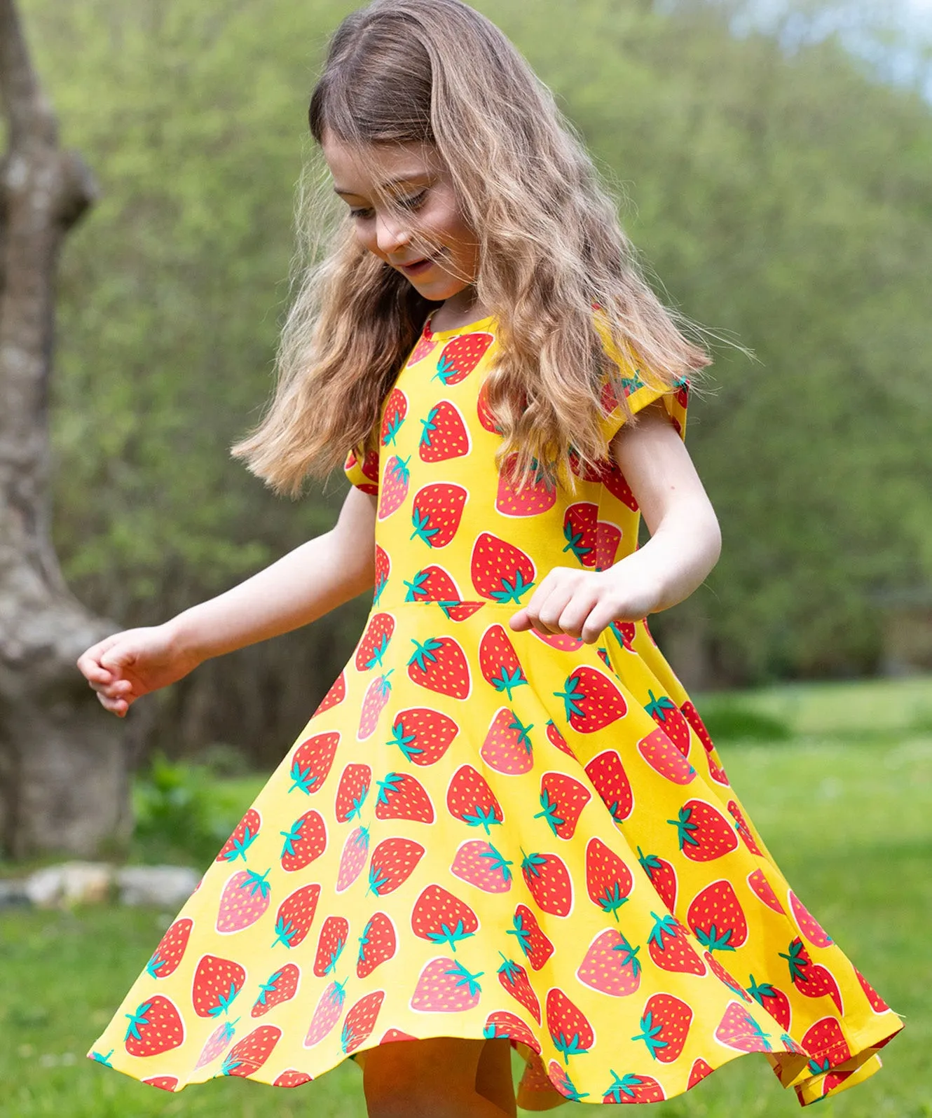 Frugi Spring Skater Dress - Strawberry Patch