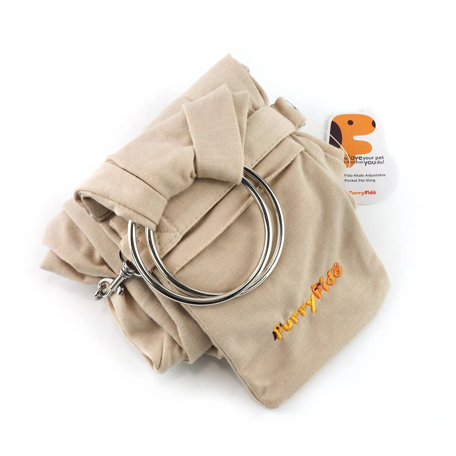 Furry Fido Pet Supplies - Furry Fido Khaki Adjustable Pocket Pet Sling