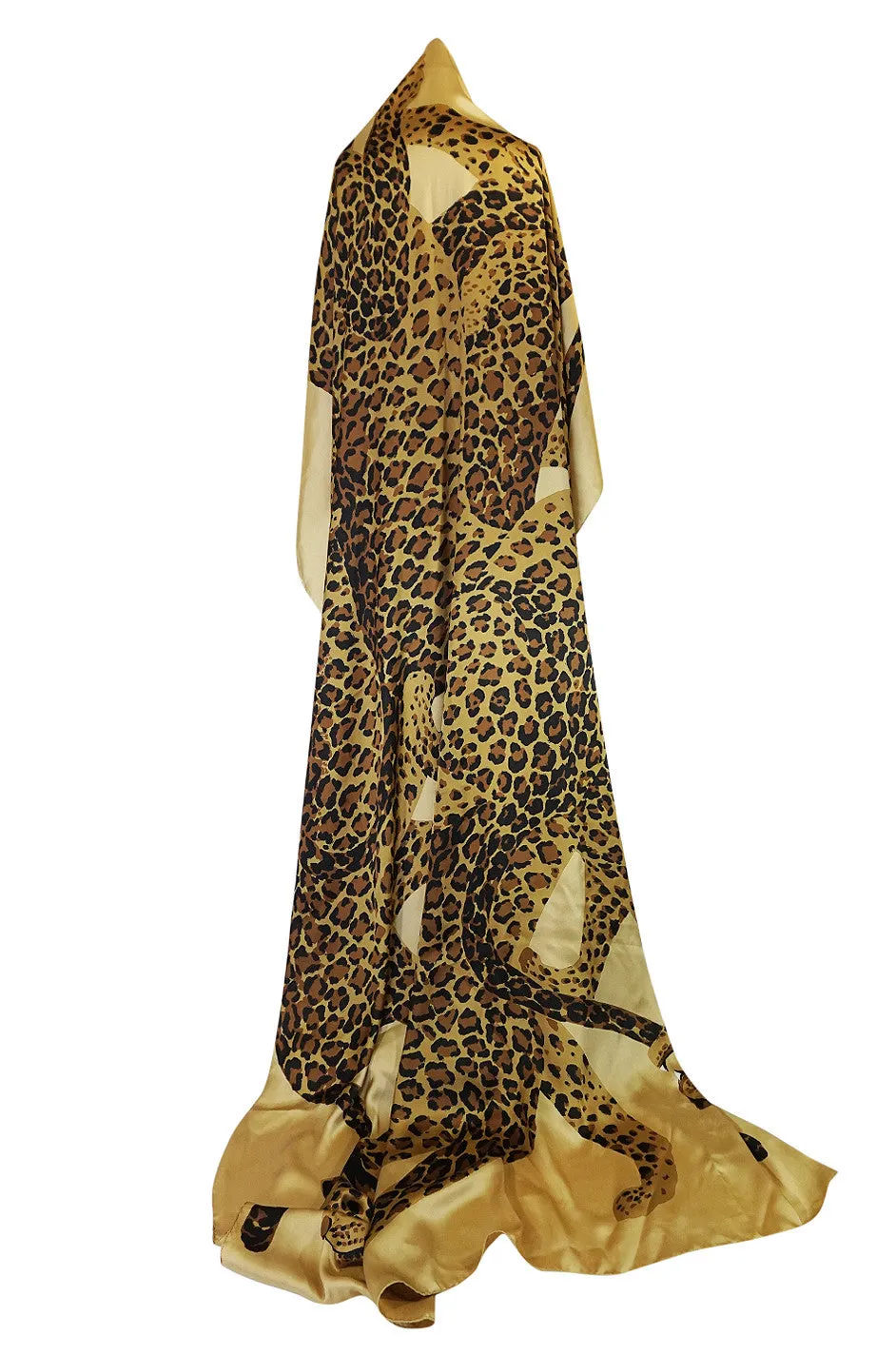 F/W 1986 Rare 8' x 4.5' Yves Saint Laurent Leopard Silk Scarf