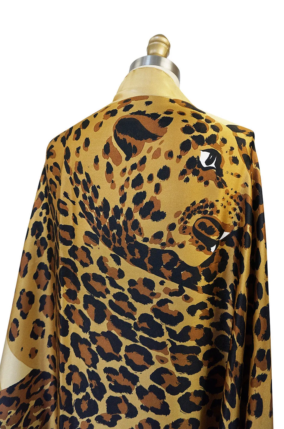 F/W 1986 Rare 8' x 4.5' Yves Saint Laurent Leopard Silk Scarf