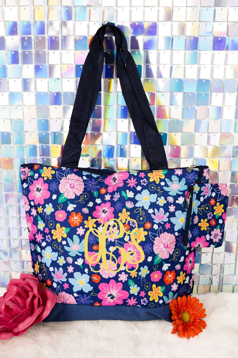 Garden Gala with Navy Trim Tote Bag