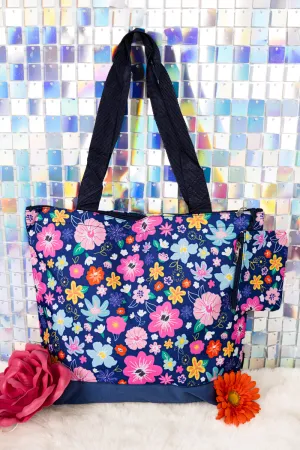 Garden Gala with Navy Trim Tote Bag