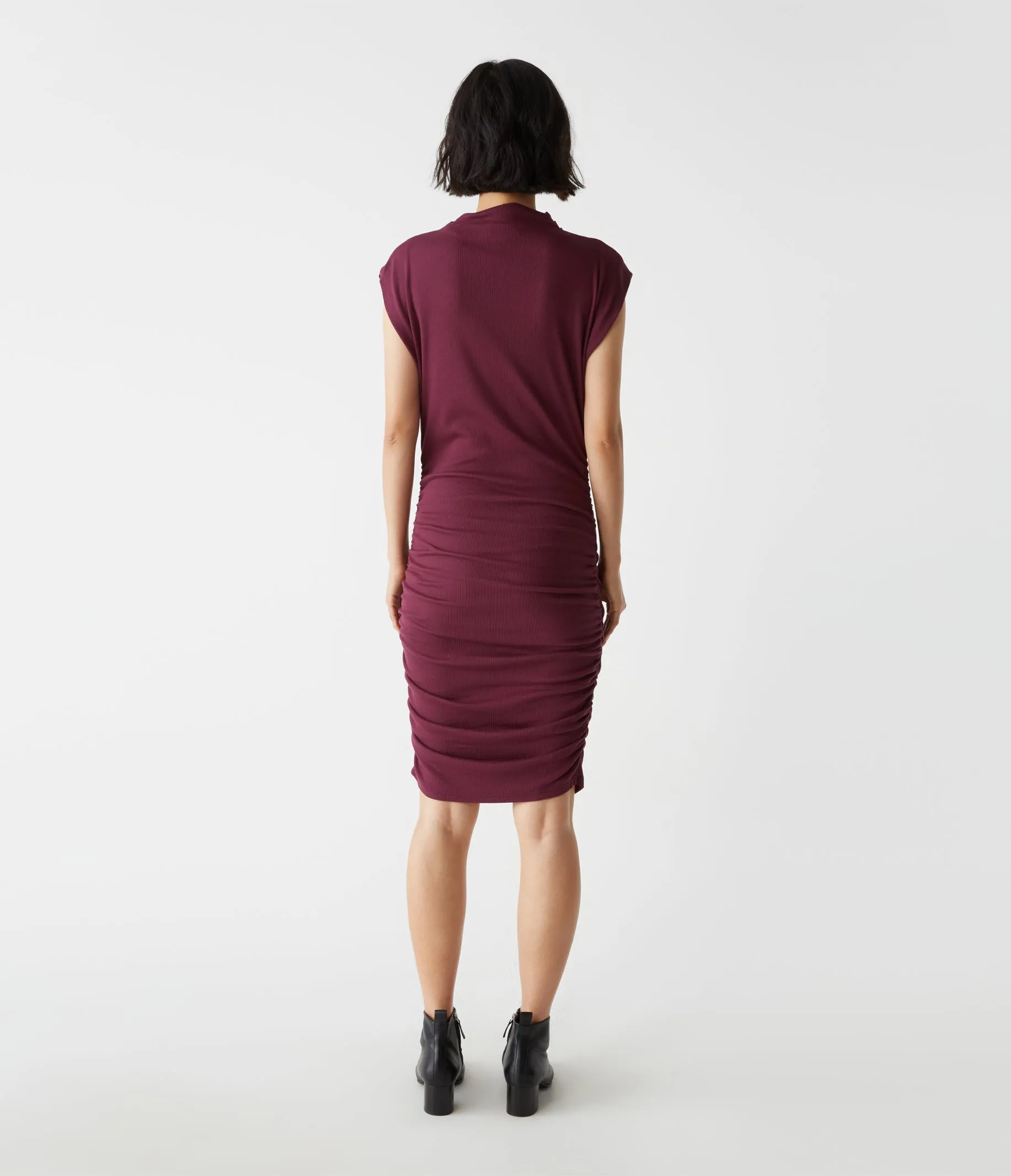 Gia Ribbed Power Shoulder Dress