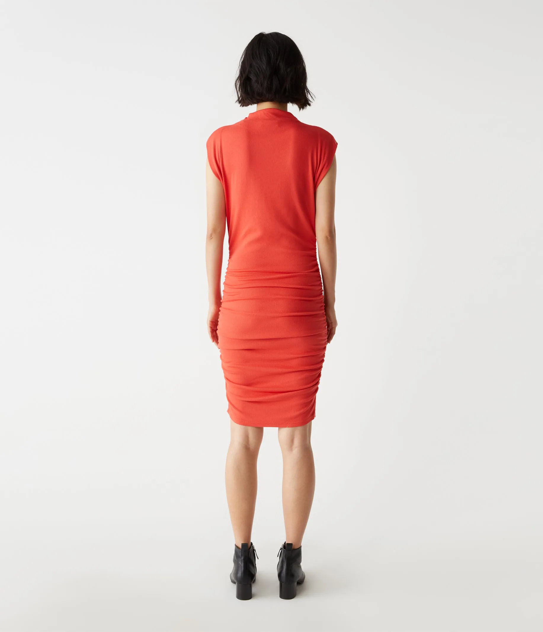 Gia Ribbed Power Shoulder Dress
