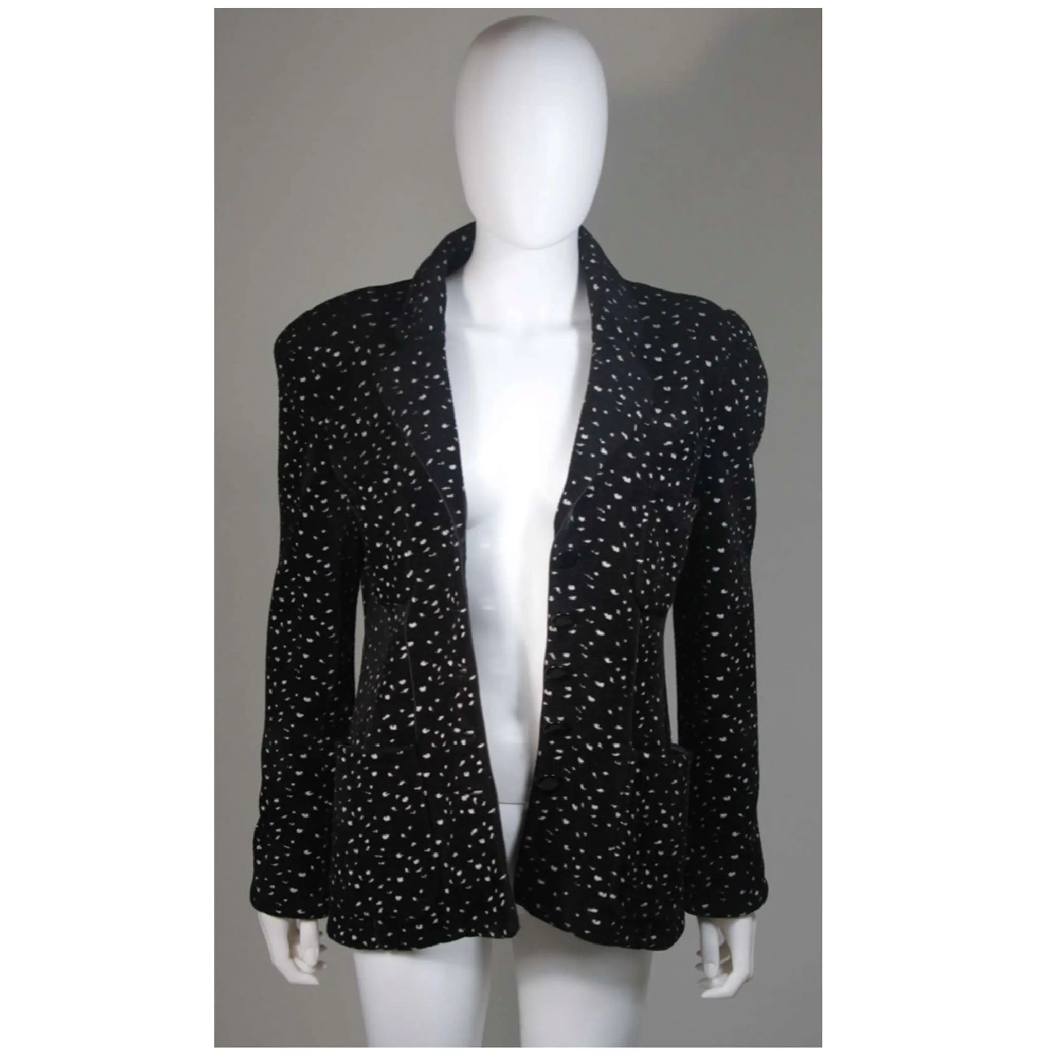 GIORGIO ARMANI Black and White Speckle Wool Jacket Size 46