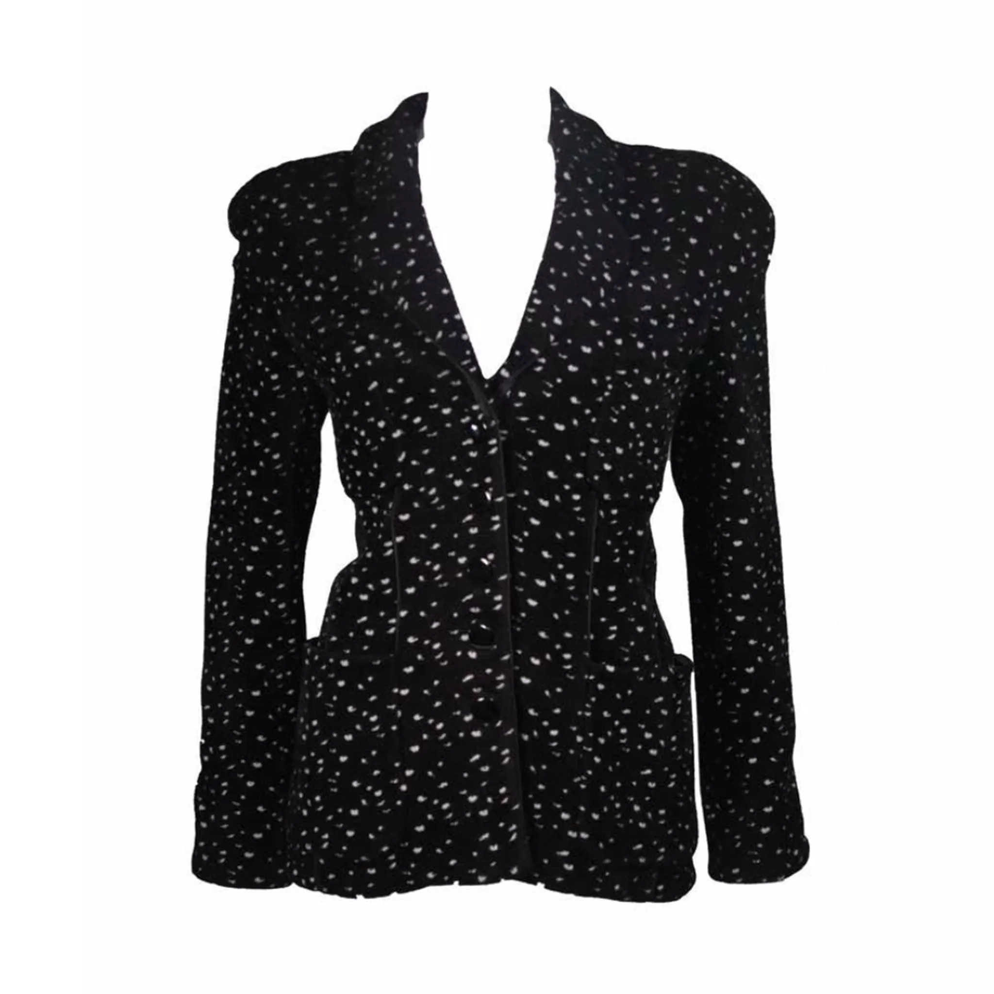 GIORGIO ARMANI Black and White Speckle Wool Jacket Size 46