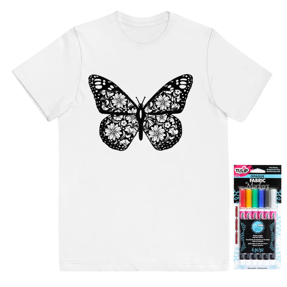 Girls Coloring T-Shirt Color N Wear Floral Butterfly