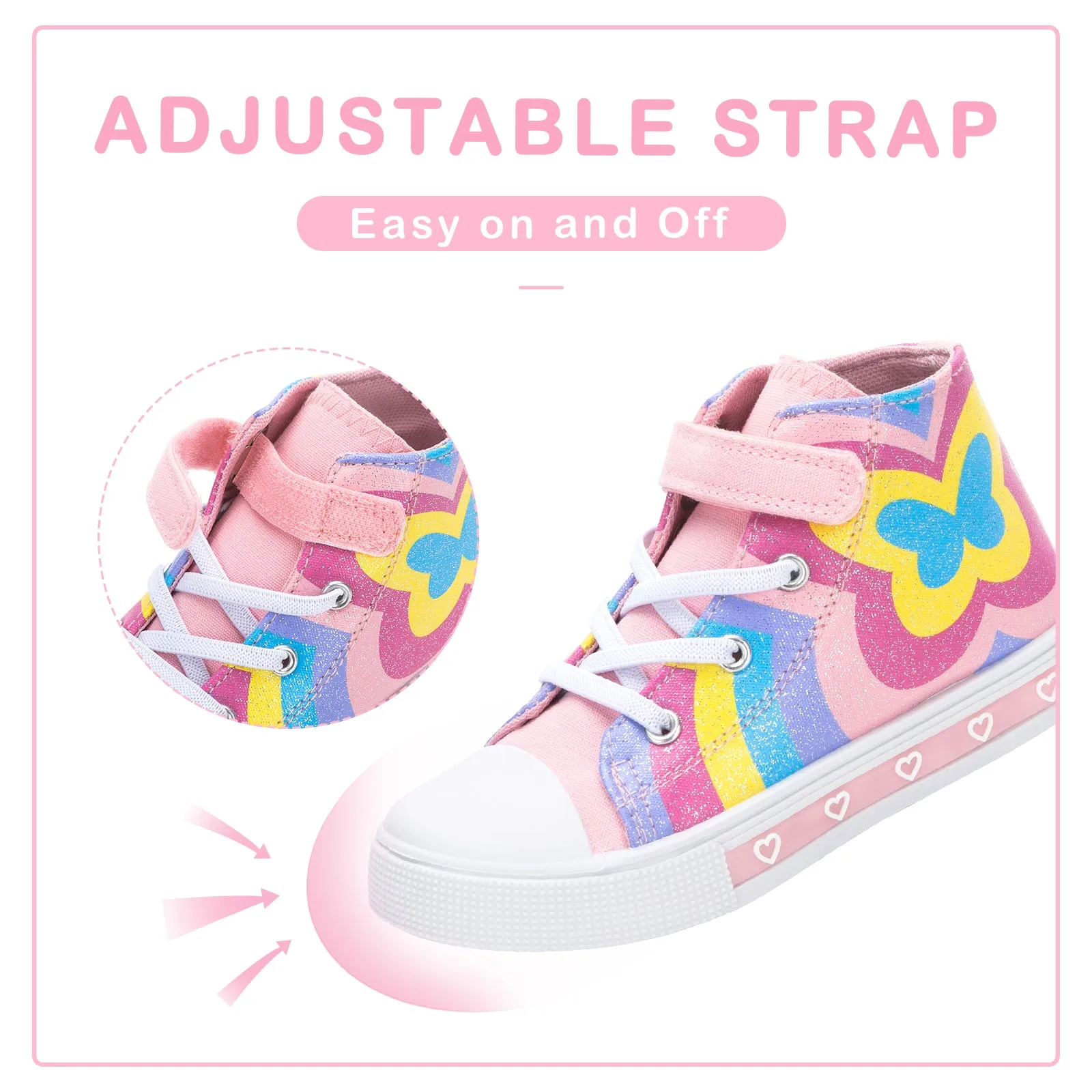 Girls Light Up High Top Canvas Sneakers