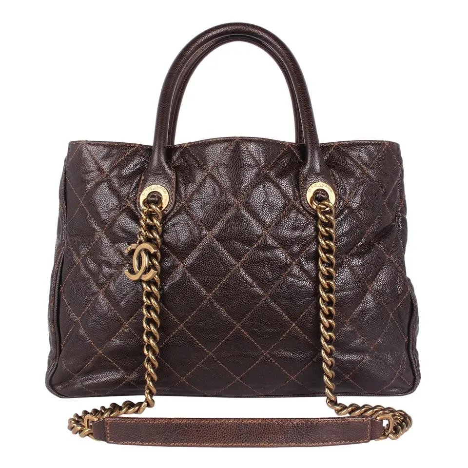 Glazed Caviar Quilted Shiva Tote