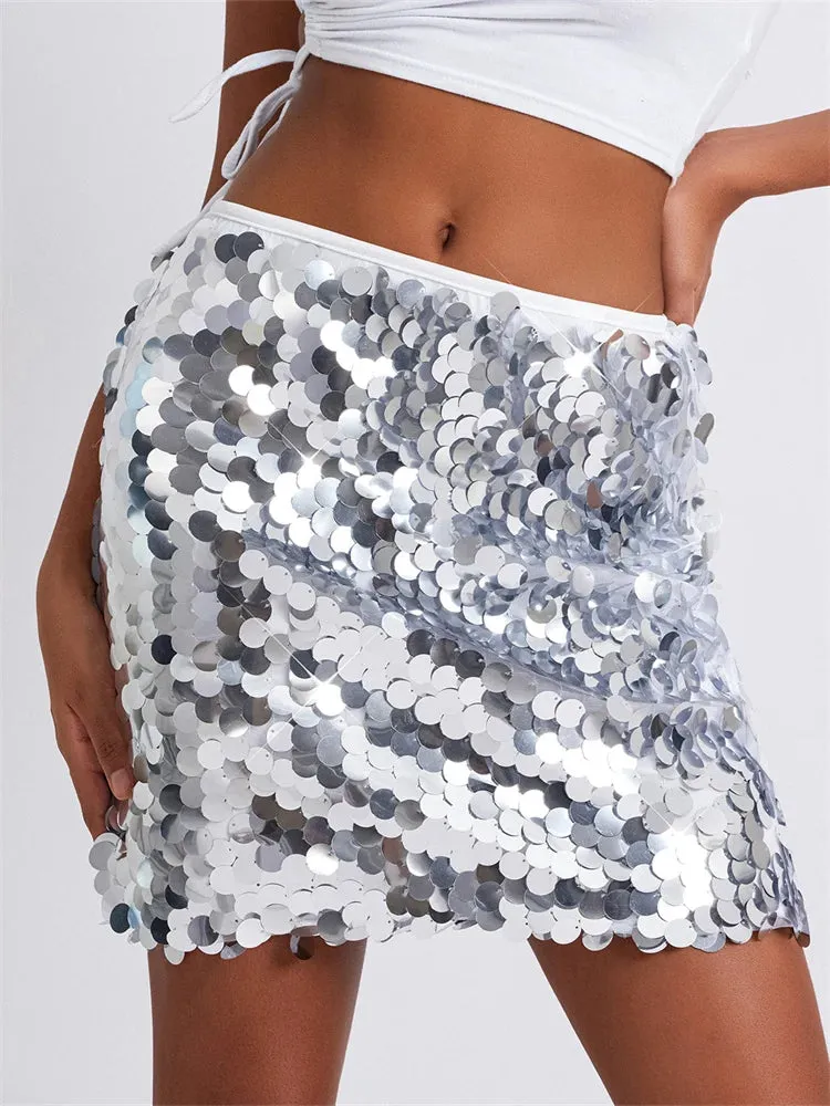 Glitter Sequin Mini Skirts