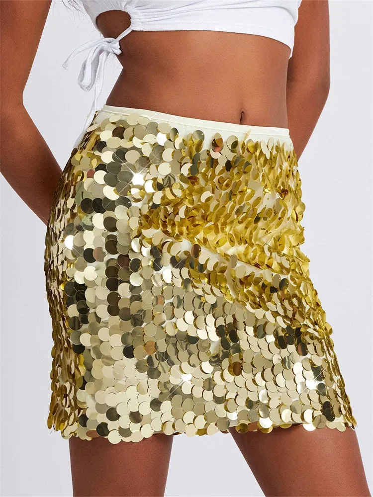 Glitter Sequin Mini Skirts