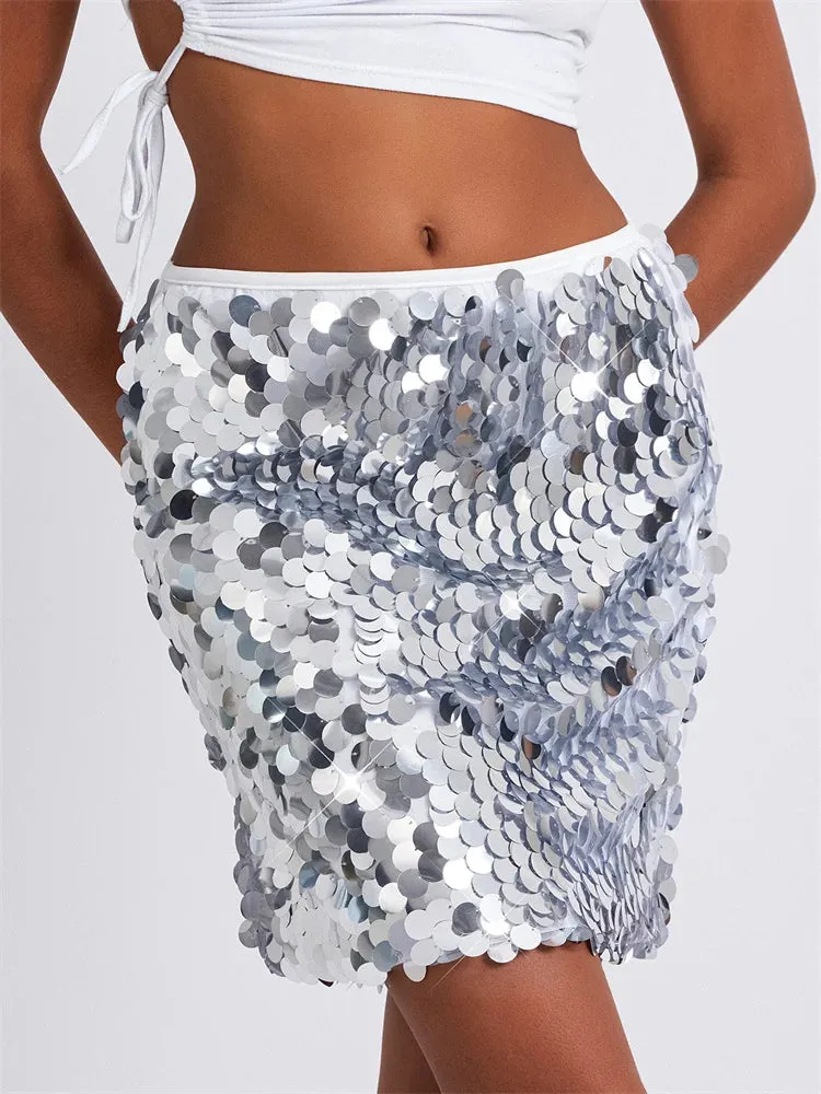 Glitter Sequin Mini Skirts
