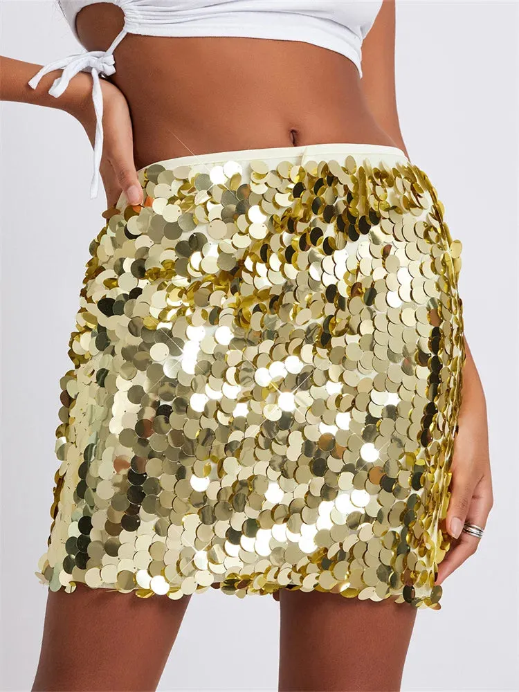 Glitter Sequin Mini Skirts