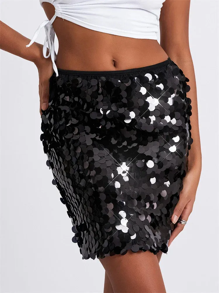 Glitter Sequin Mini Skirts