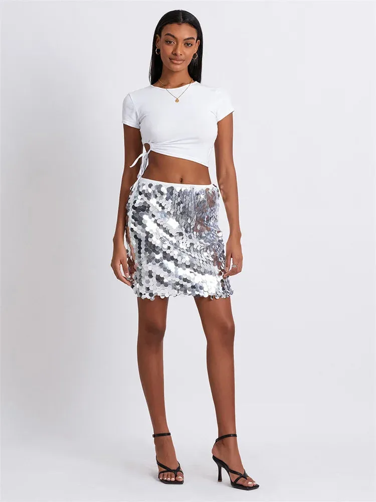 Glitter Sequin Mini Skirts