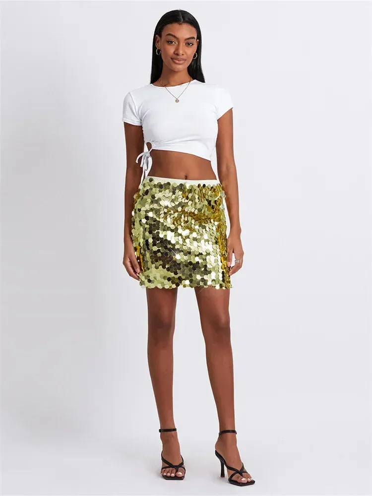Glitter Sequin Mini Skirts