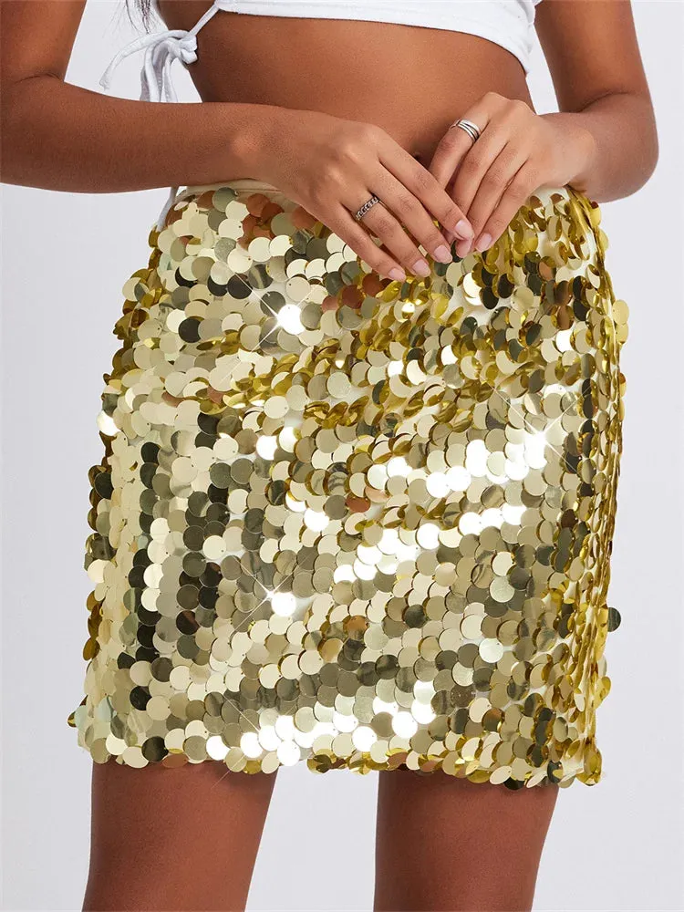 Glitter Sequin Mini Skirts