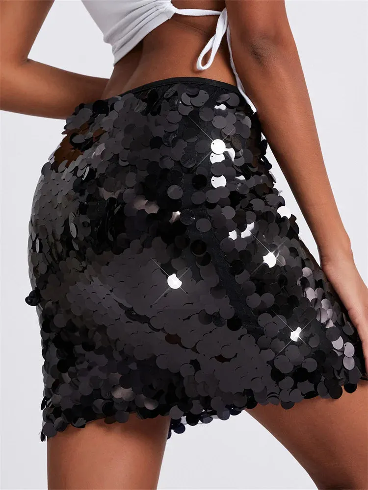 Glitter Sequin Mini Skirts