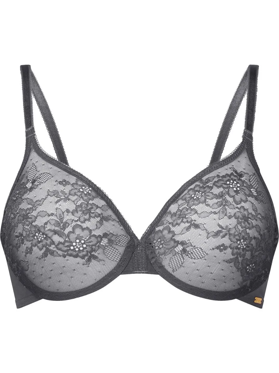 Glossies Lace Sheer Bra In Charcoal - Gossard