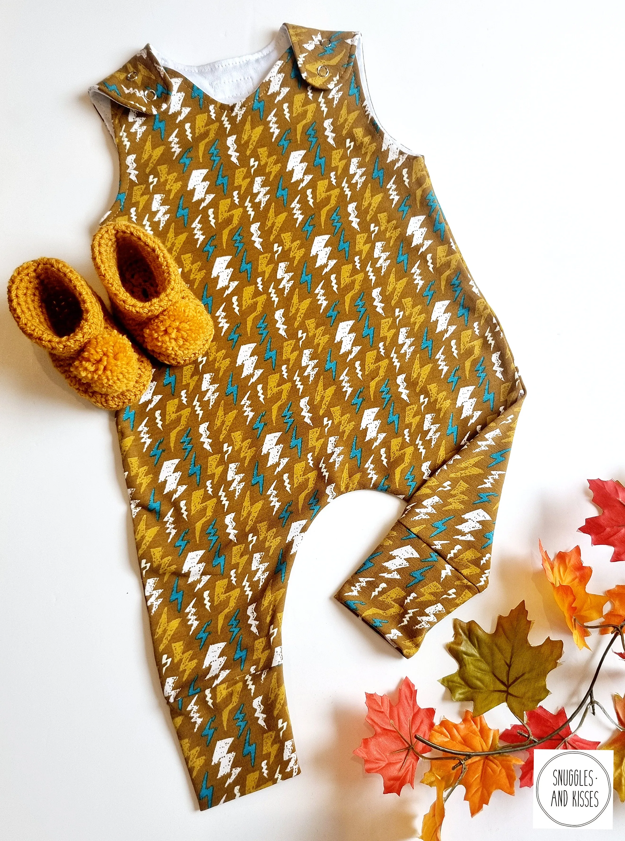 Glow in the Dark Lightning Print Dungarees-New!