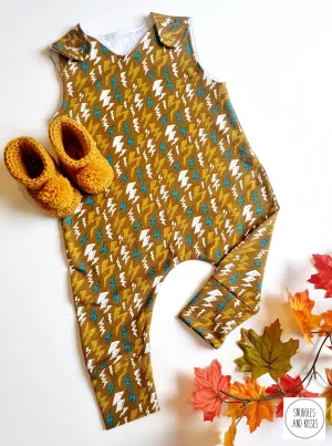 Glow in the Dark Lightning Print Dungarees-New!