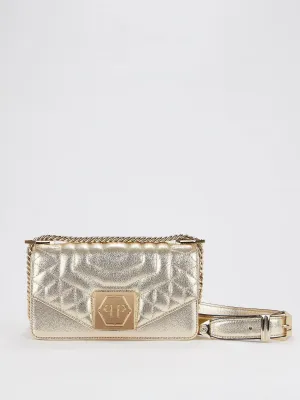 Gold Quilted Flap Shoulder Bag