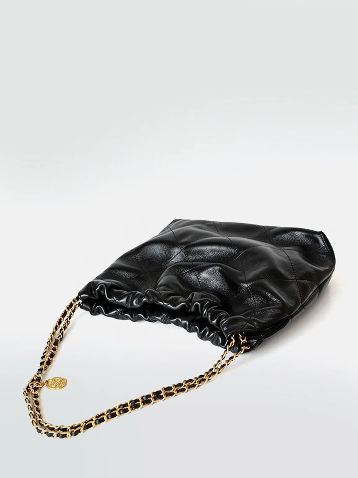 Golden Chain shiny calfskin Strap Lattice Shoulder Bag Diamond-quilted Tote Bag