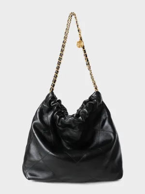 Golden Chain shiny calfskin Strap Lattice Shoulder Bag Diamond-quilted Tote Bag