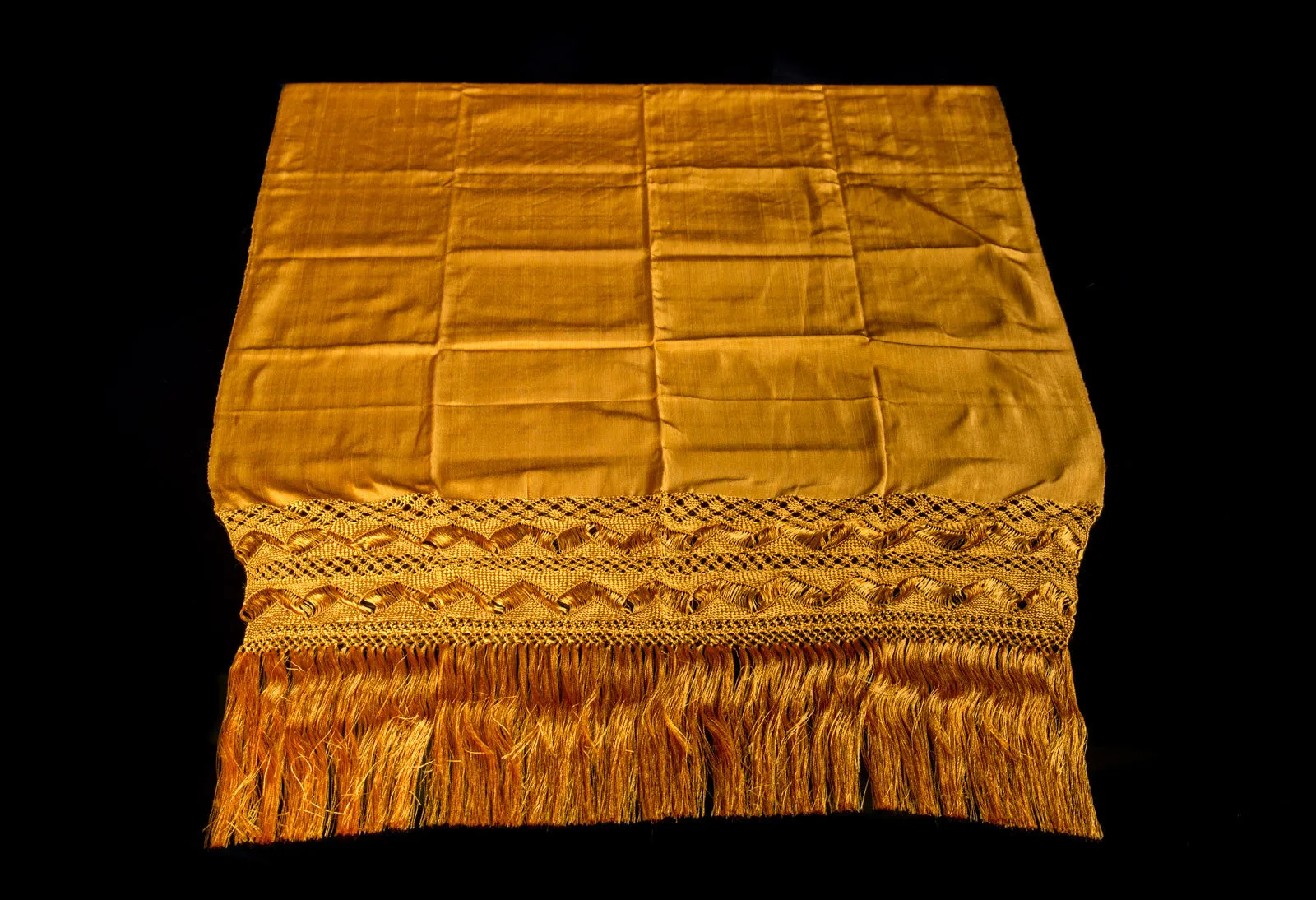 Golden Mexican Rebozo Shawl Silk Texture from Santa Maria