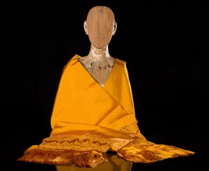 Golden Mexican Rebozo Shawl Silk Texture from Santa Maria