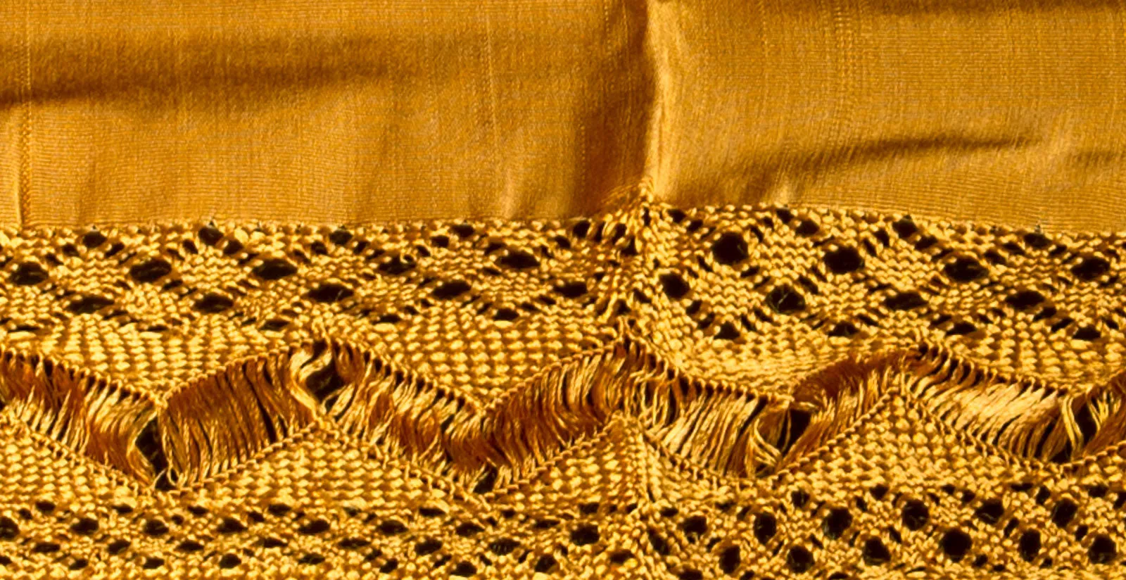 Golden Mexican Rebozo Shawl Silk Texture from Santa Maria