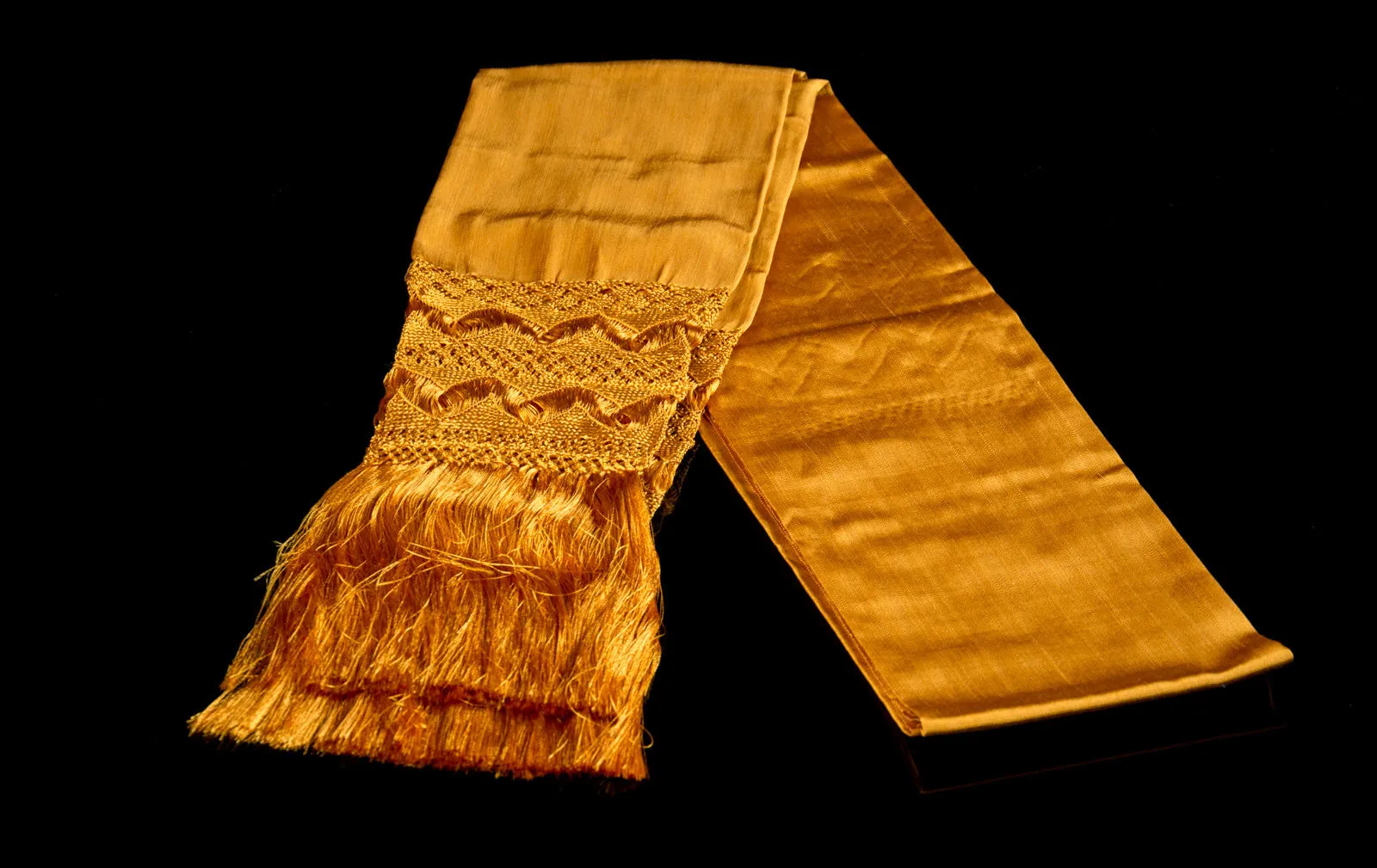 Golden Mexican Rebozo Shawl Silk Texture from Santa Maria