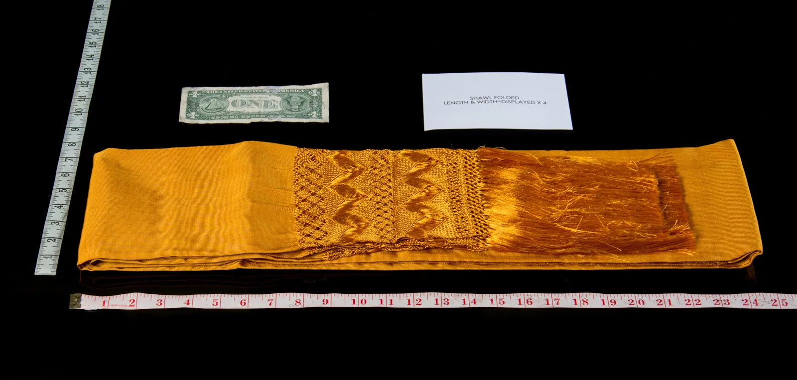 Golden Mexican Rebozo Shawl Silk Texture from Santa Maria