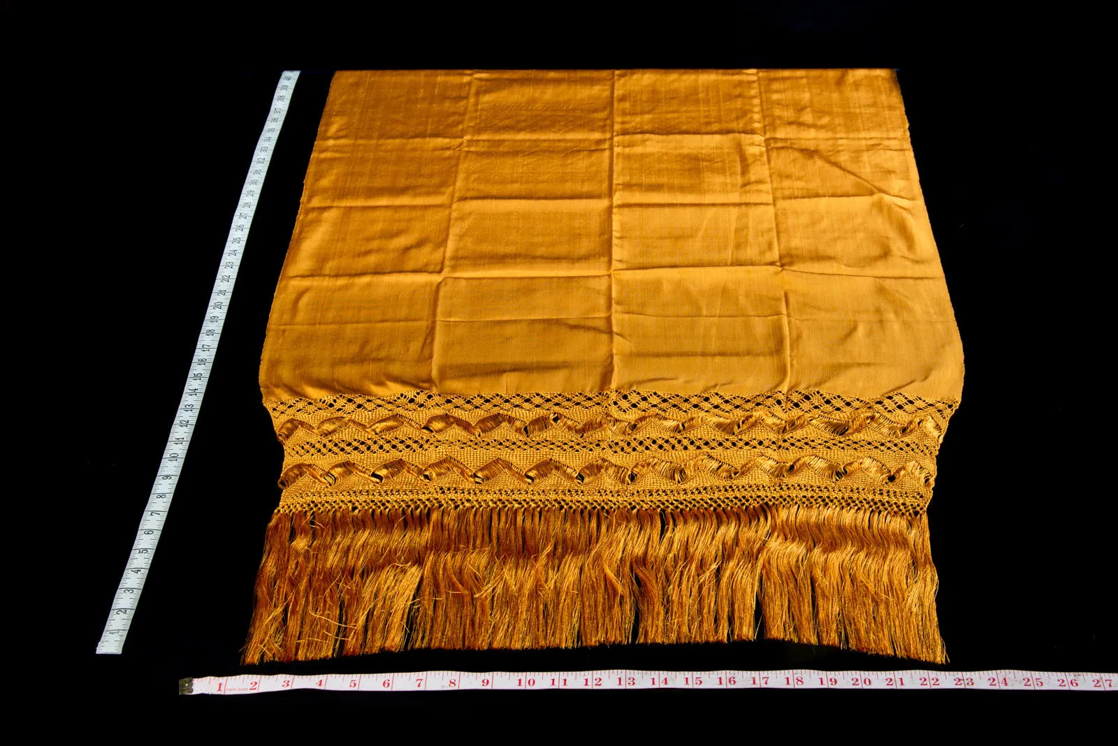 Golden Mexican Rebozo Shawl Silk Texture from Santa Maria
