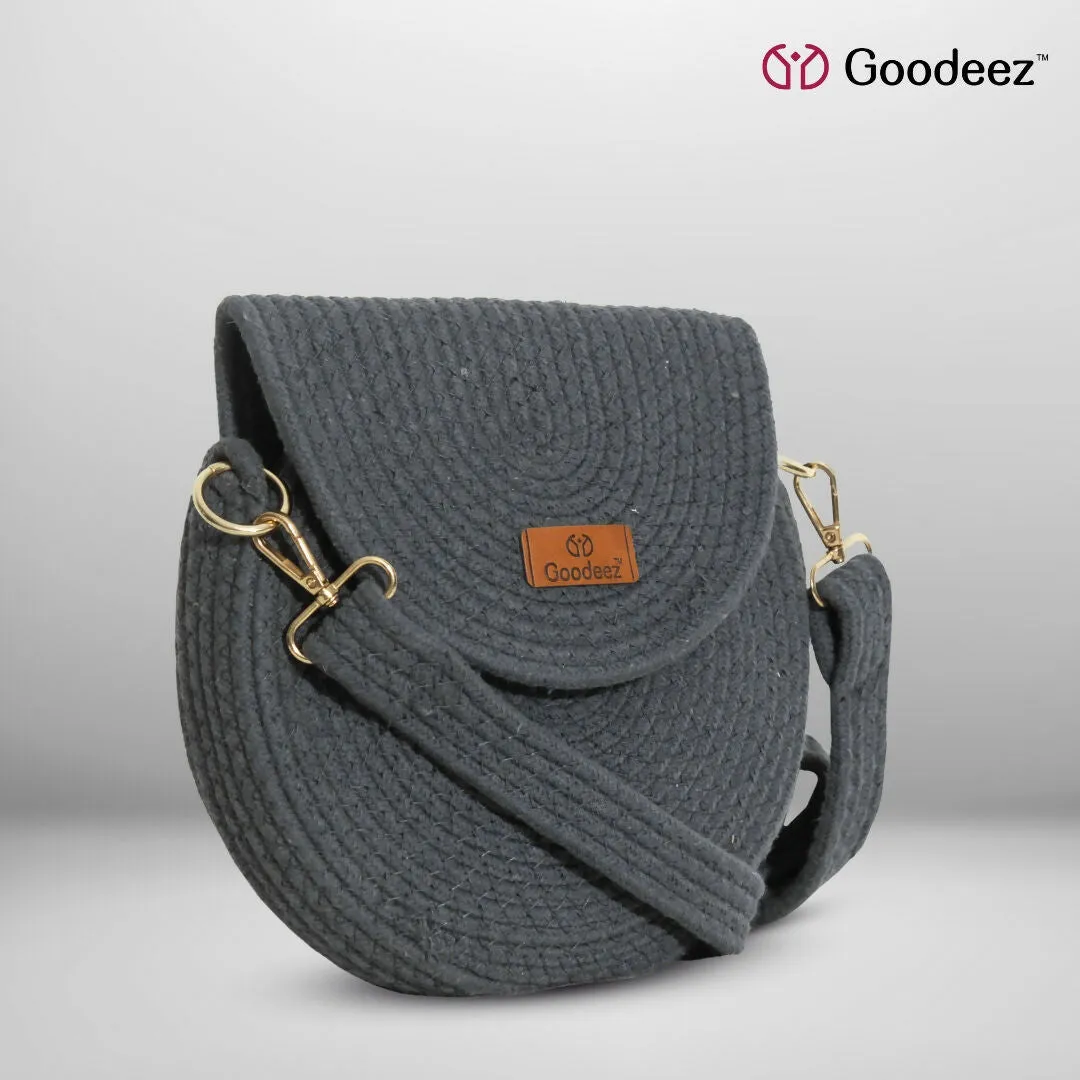Goodeez Minimalist Trendy Crossbody Grey Round Sling Bag for Women