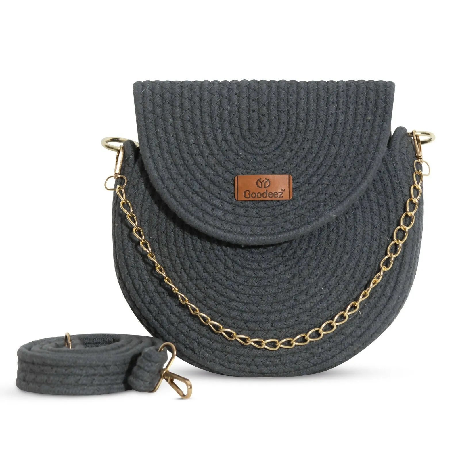 Goodeez Minimalist Trendy Crossbody Grey Round Sling Bag for Women